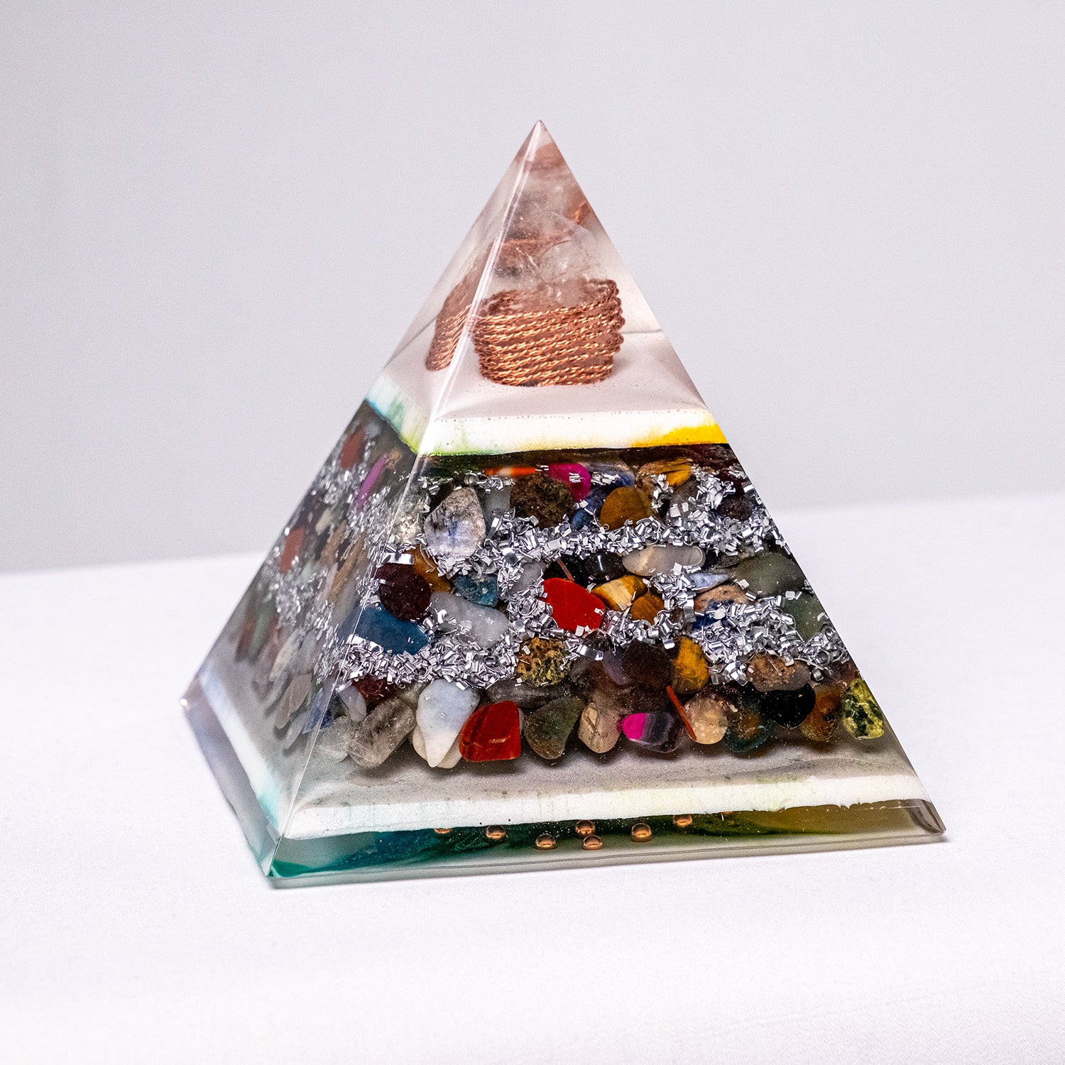 "Brazilian Rainbow (v1.0)" – Orgonite Pyramid (No.10)