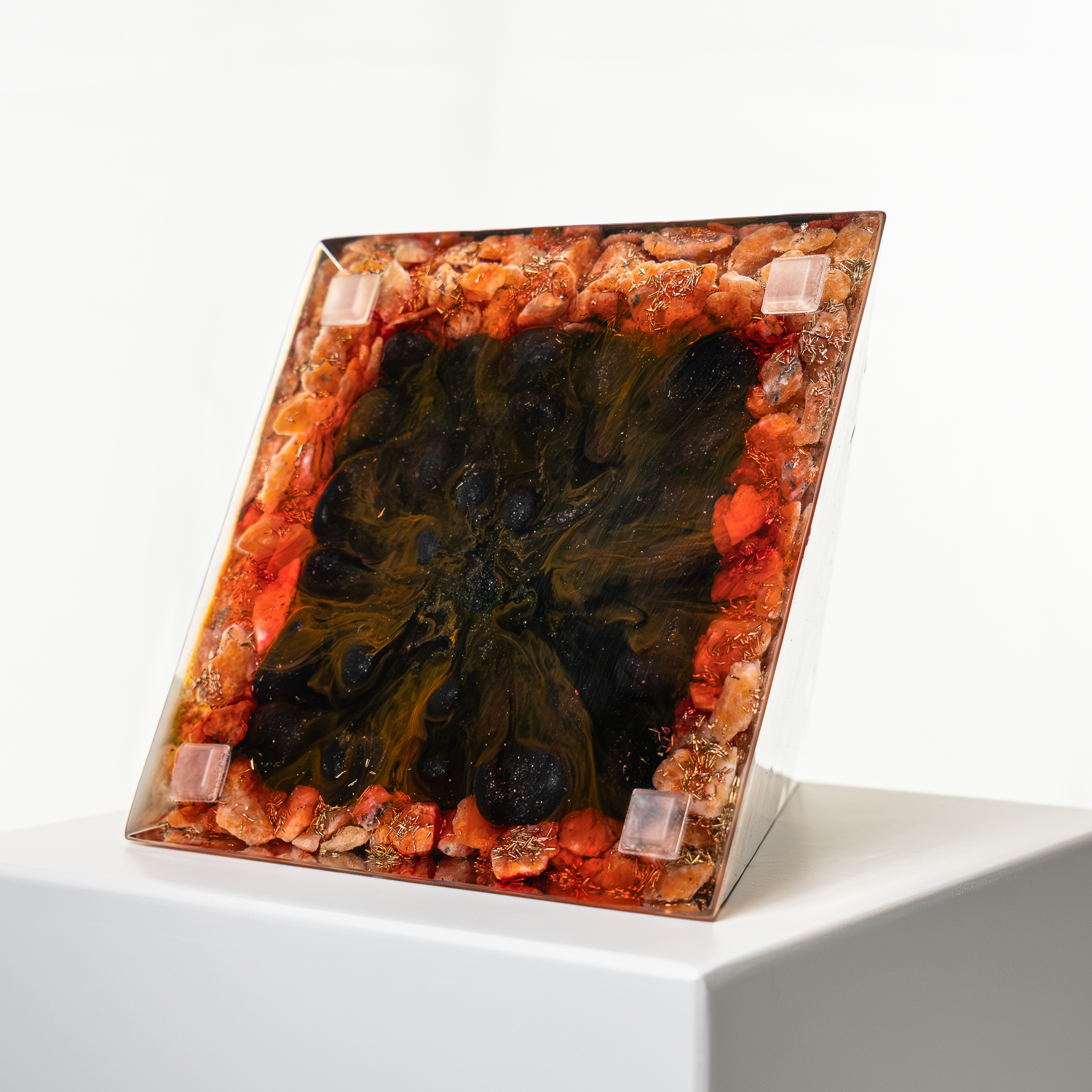 "Blazing Embers" – Orgonite Pyramid (No.40)